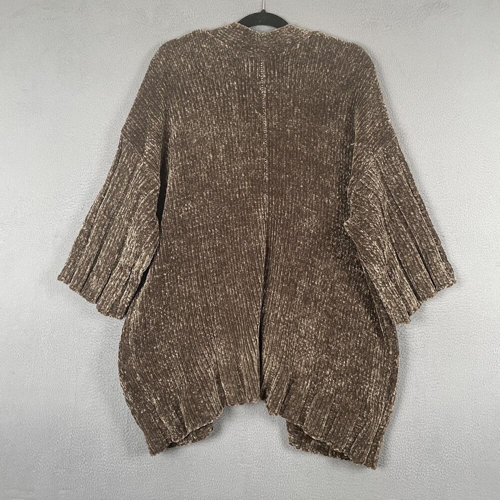 Moth Sweater Womens Small Brown Chenille Open Front Cardigan Cozy Ribbed Pockets - Picture 2 of 9